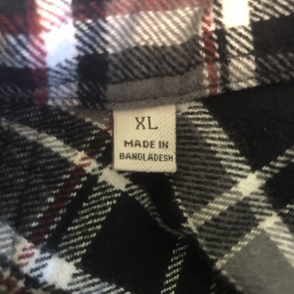 Jachs Brawny 9 oz. Flannel Shirt Men's XL Button Up Black White Plaid Shacket - Picture 4 of 11